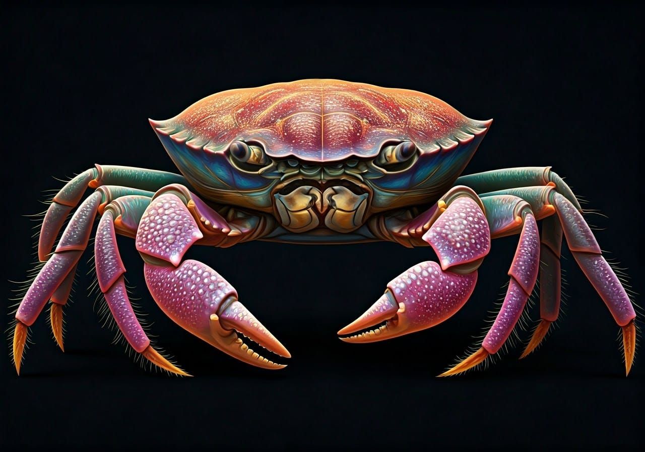 Realistic Portrait of a Candy Crab in Iridescent Colors