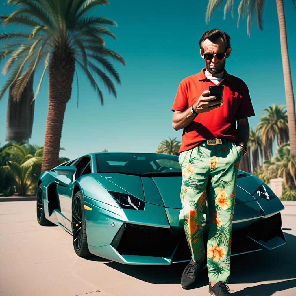 Abraham Lincoln's Modern Getaway: A Humorous Film Still