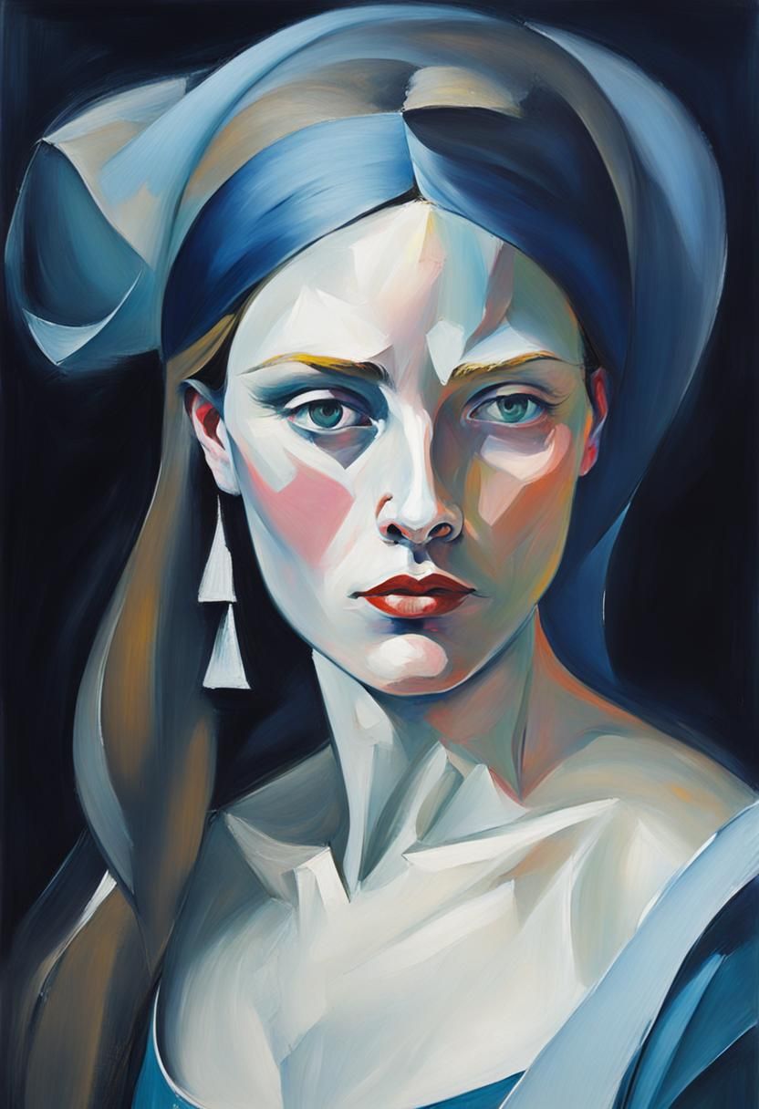 Abstract Expressionist Portrait of Emotional Woman