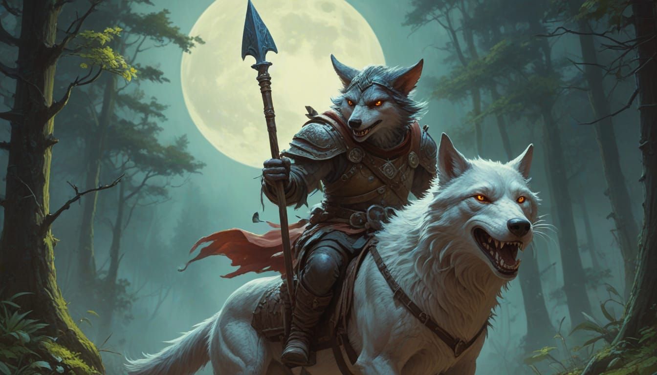 Goblin Rider in Lush Forest Landscape, in the Style of James...