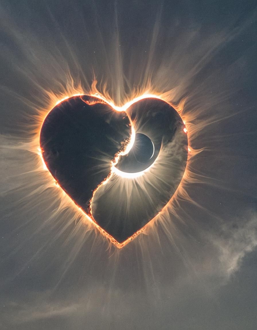 Heart-Shaped Solar Eclipse with Bright Flare