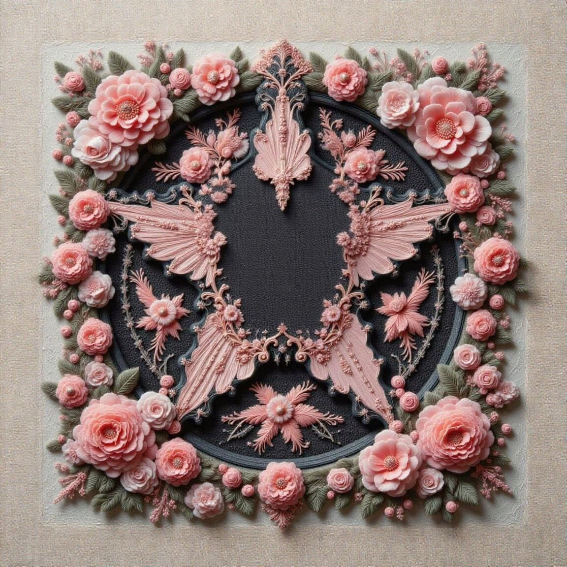 Gothic Lace Embroidery Pentagram Collage