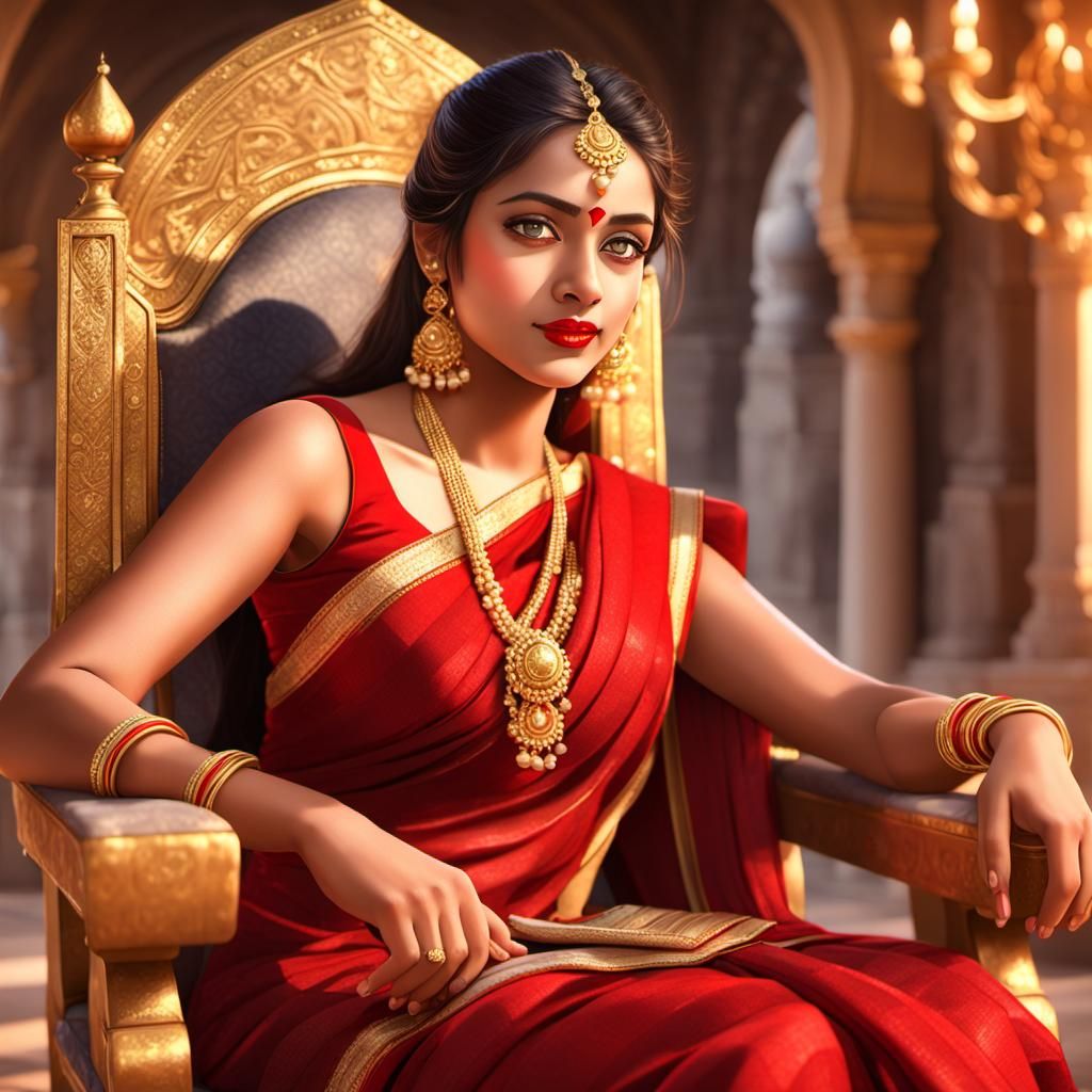 Woman in Red Saree, Cinematic Aesthetic