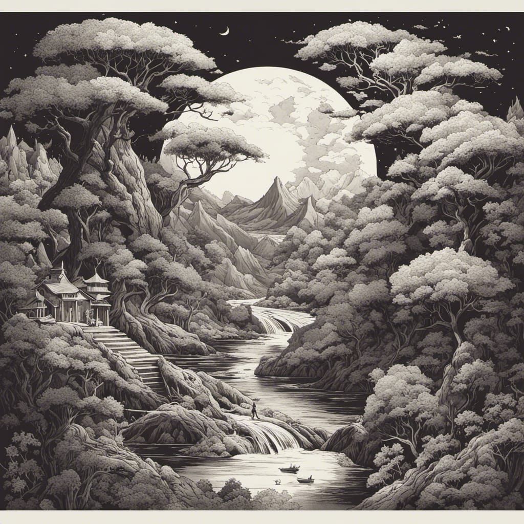 Magic Sea Cherry Blossoms in Gothic Fantasy Style