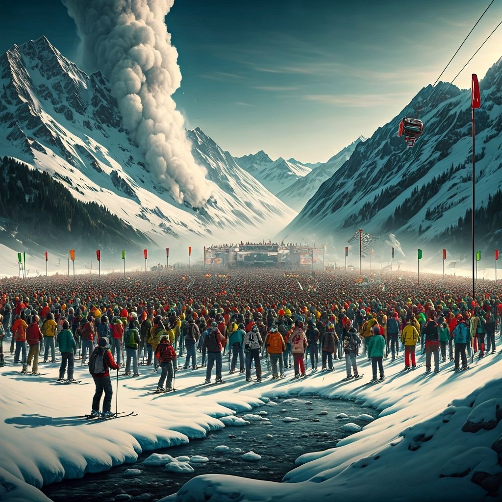 Epic Alpine Winter Party Amidst Avalanche and Ice