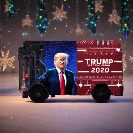 Trump Family Christmas with CyberTruck Ornaments