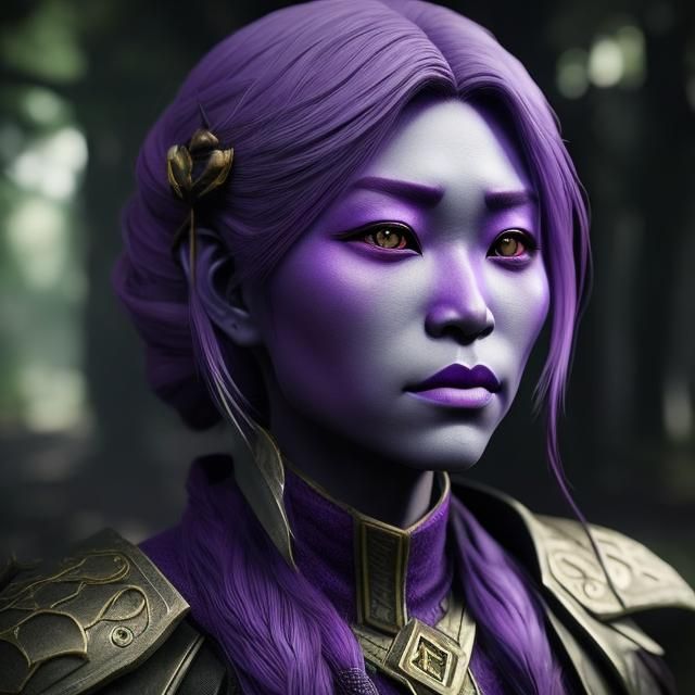 Beautiful Purple-Skinned Drow Fantasy Character