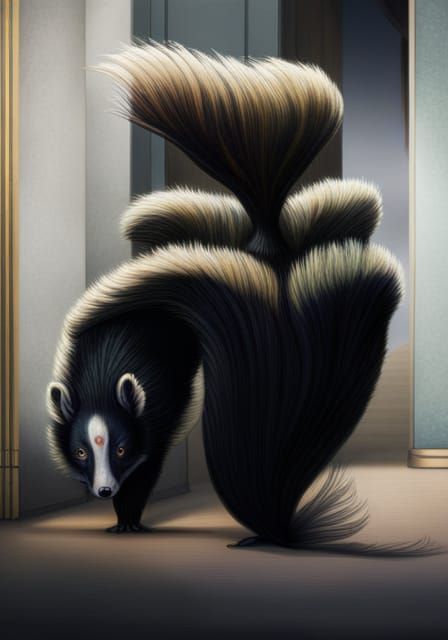 Colorful Skunk Colored Pencil Drawing