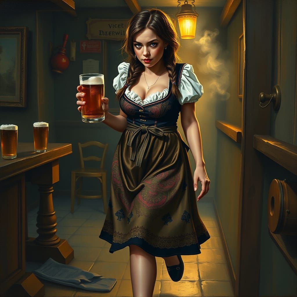 Bavarian Barmaid in a Drunken Stumble