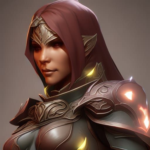 Orc Female Paladin Portrait in Hyperdetailed Style