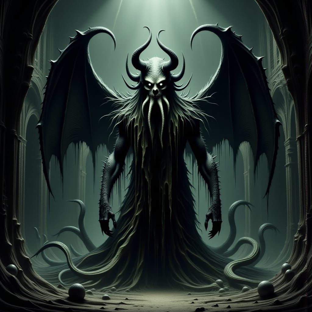 Colossal Sea Creature in Gothic Horror Style