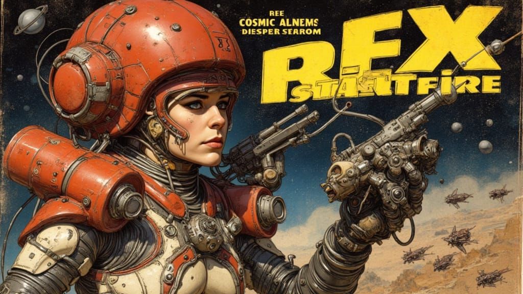 Vintage Sci-Fi Pulp Cover: Rex Starfire vs Robo-Squid