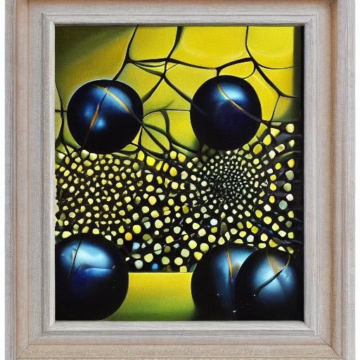 Surrealist Painting: Black Pearls and Crystalline Ice