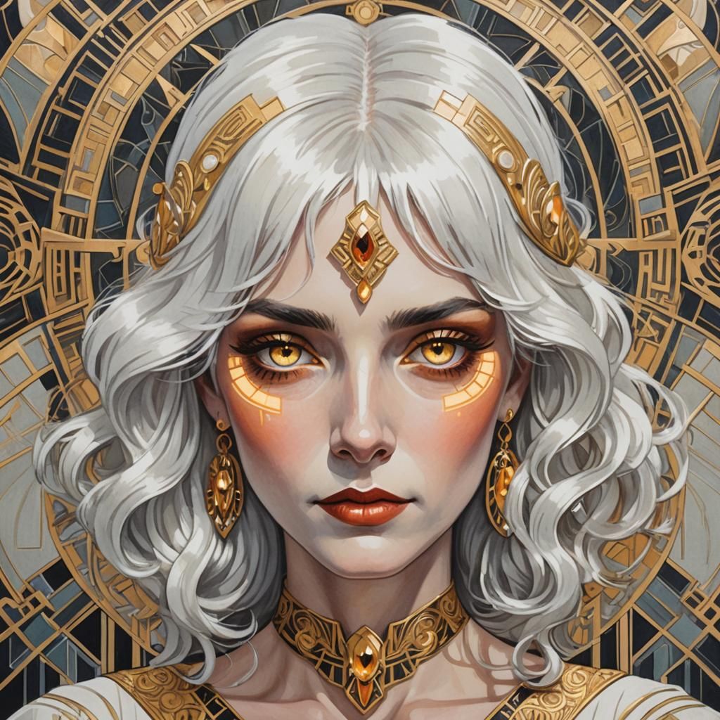 Art Deco Woman with Glowing Eyes