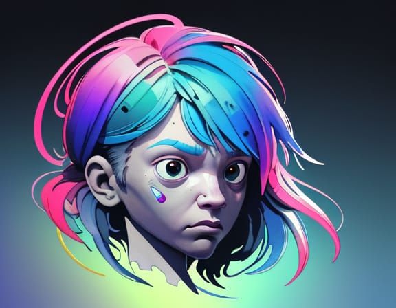 Biopunk Woman in Watercolor with Volumetric Lighting