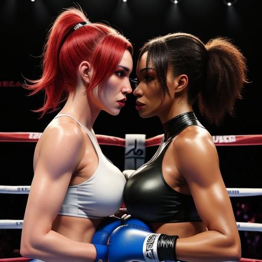 Two Women Boxing in a Competitive Match