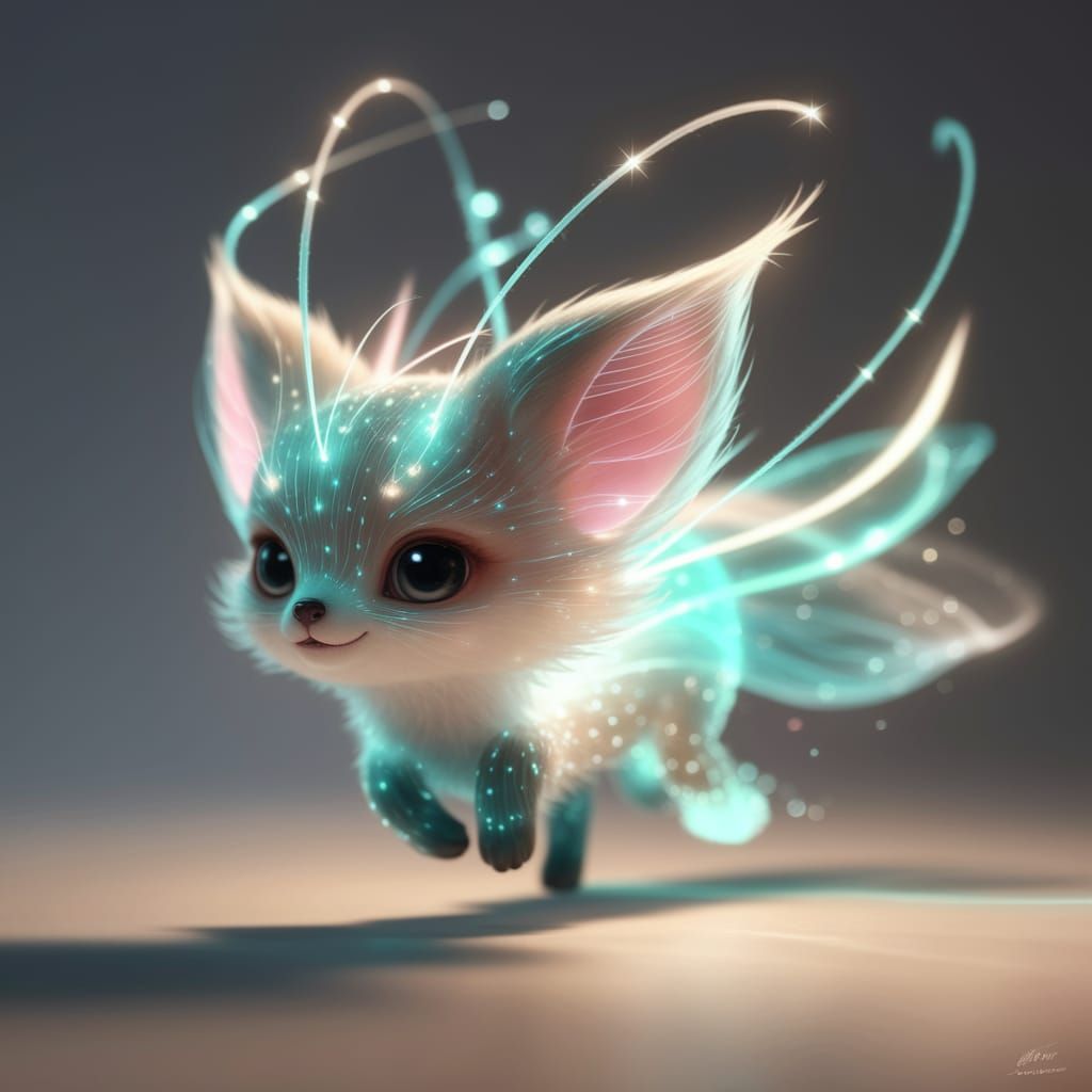 Bioluminescent Floating Creature in Futuristic Realism Style