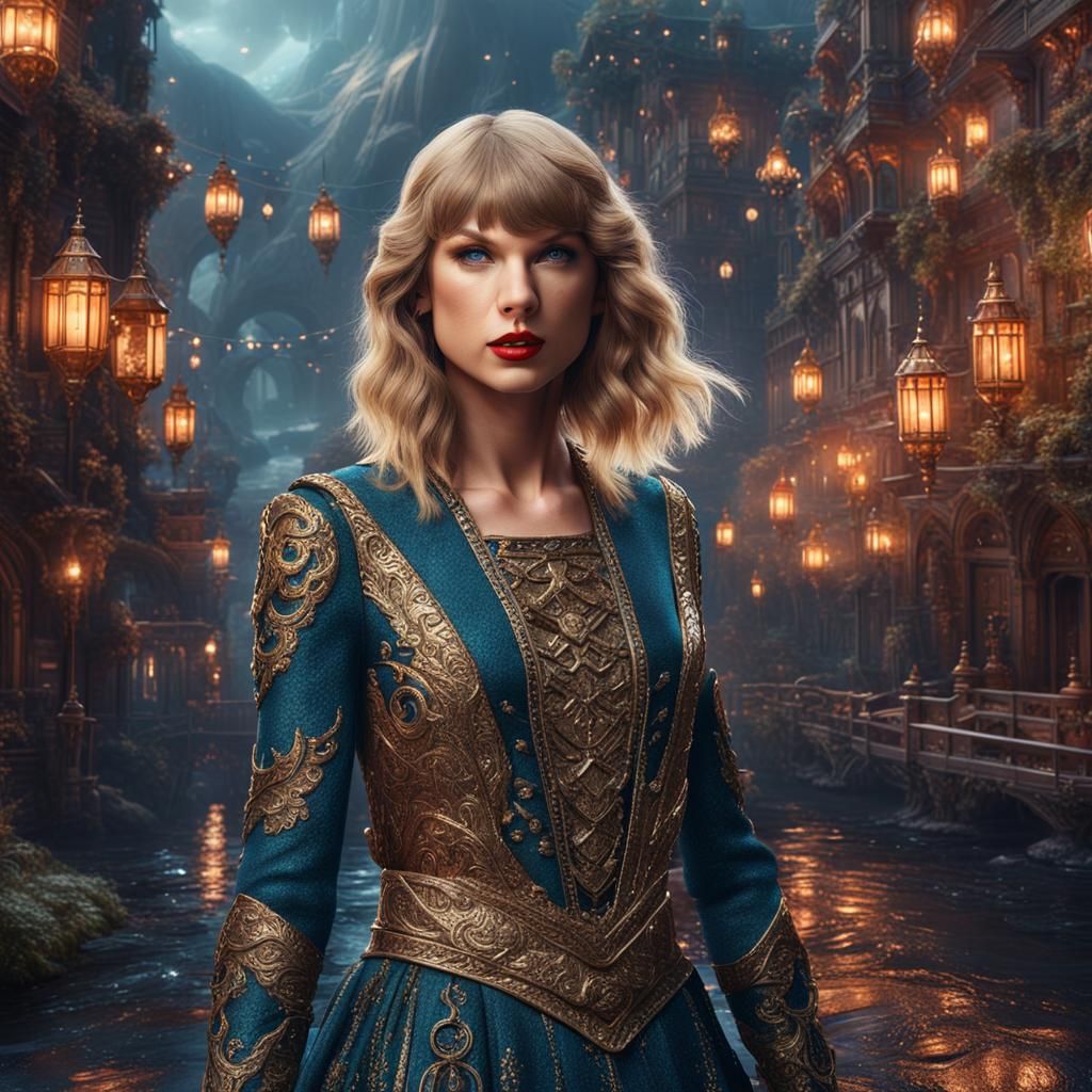 Taylor Swift: Detailed Matte Painting in Deep Color