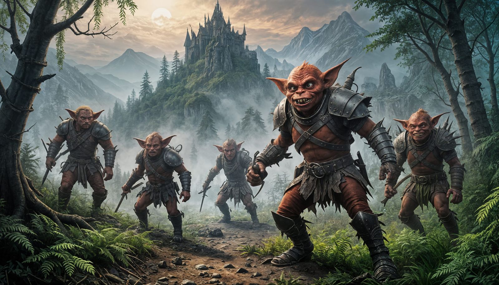 Medieval Fantasy Goblin Horde in Dark Forest