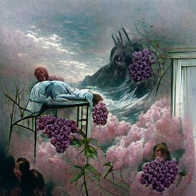 Dreams and Lilacs: A Psychological Horror Engraving