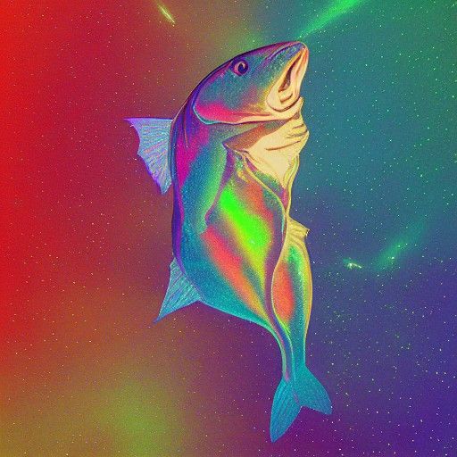Cosmic Catfish: Holographic Astral Illustration