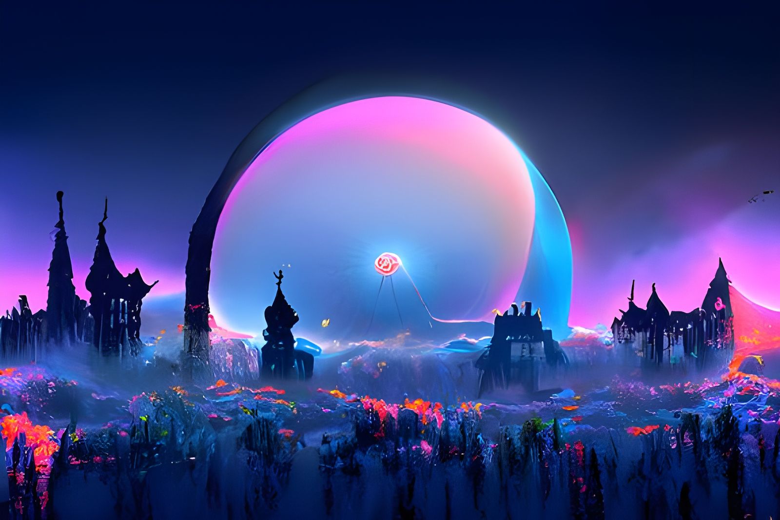 Majestic Castle at Sunset: Hyperrealistic Digital Art