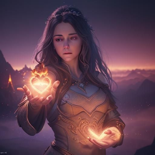 Princess Holding Flame Heart: Cinematic Photography