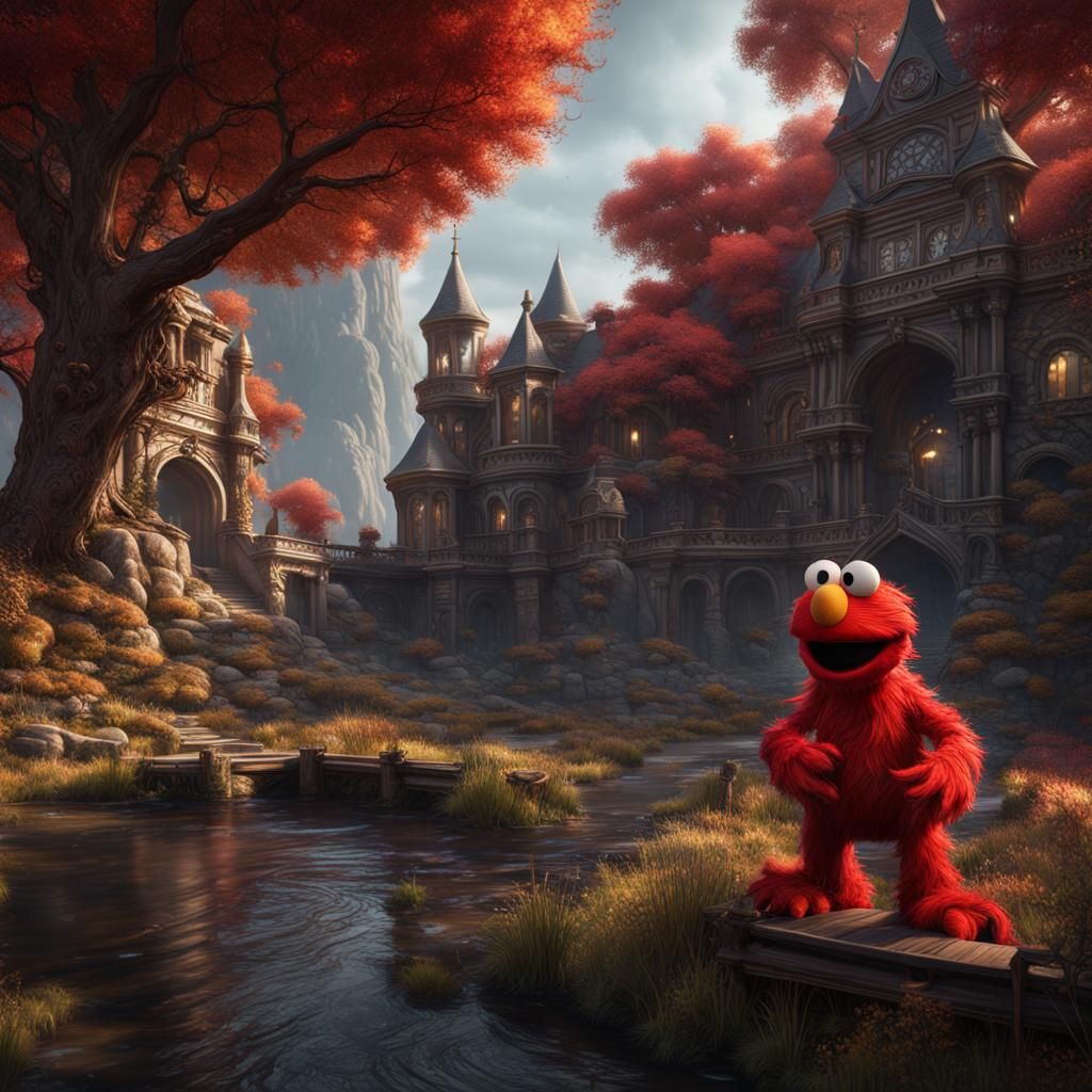 Detailed Matte Painting of Elmo in Unreal Engine