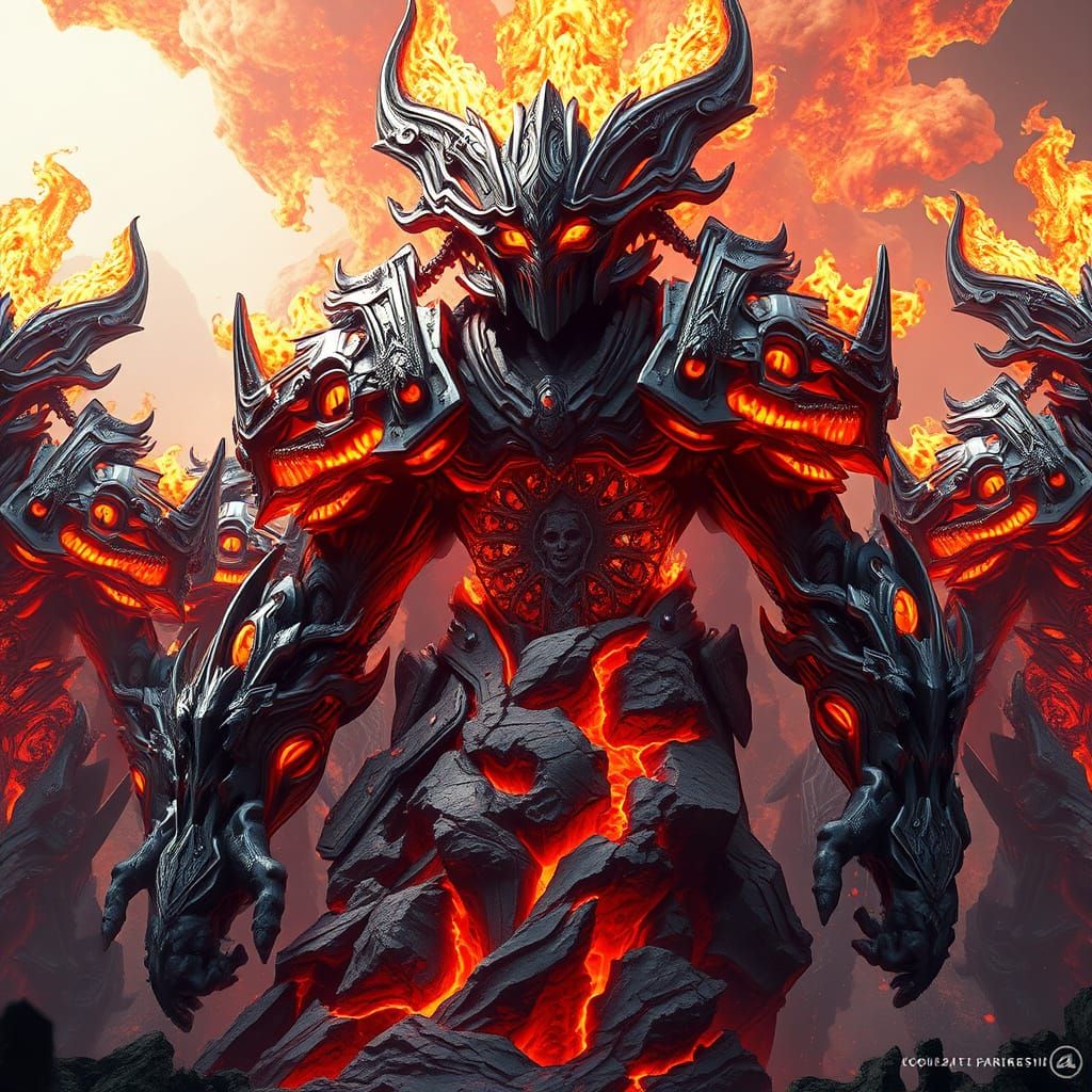 Molten Rock Construct in Fiery Armored Form