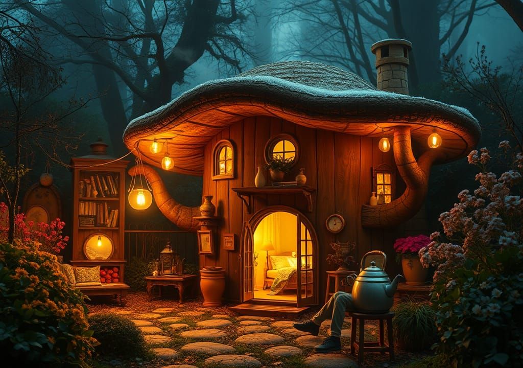 Anthropomorphic Structure at Home with Fairy Lights