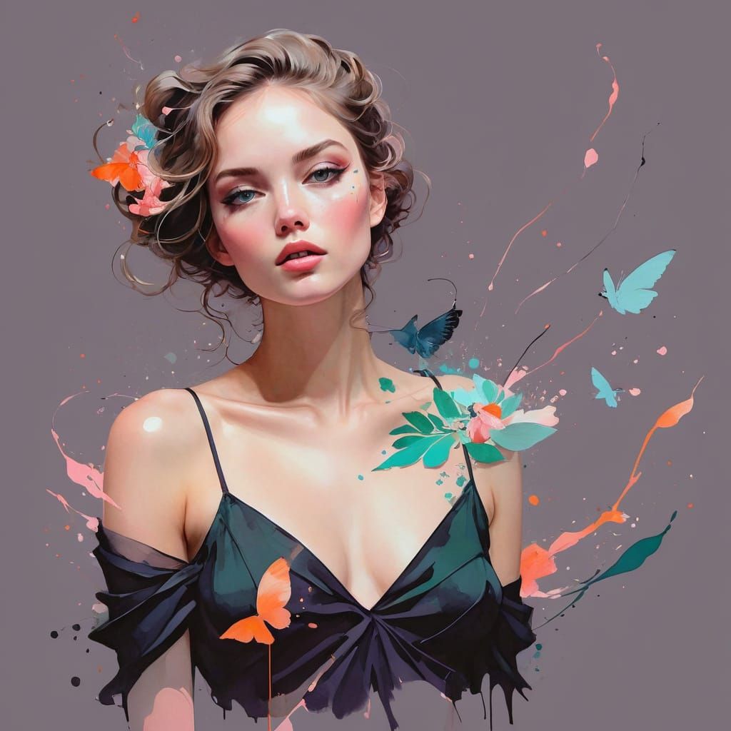 Ethereal Female Figures in Watercolor Illustration