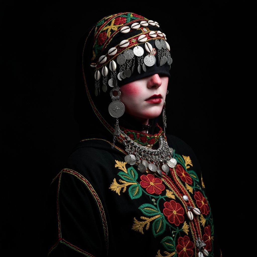 Gnawa Girl in Embroidered Djellaba, Goth Mood