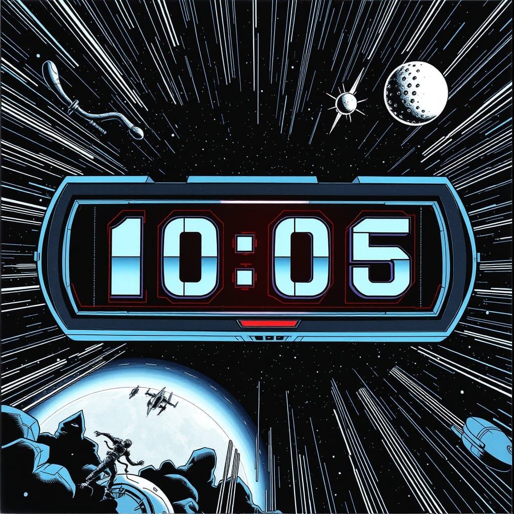 Cyberpunk Countdown Splash Page in Graphic Novel Style