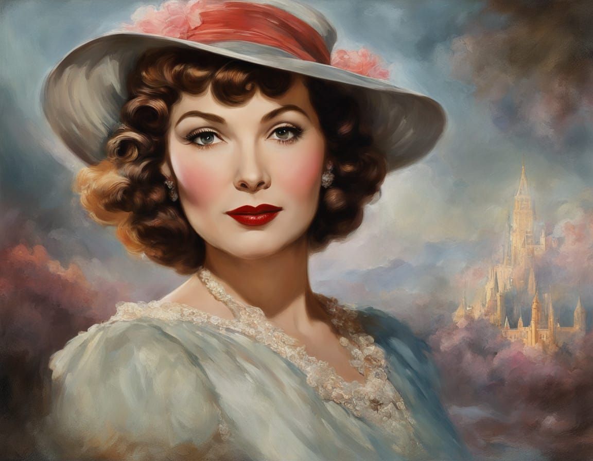 Claudette Colbert Portrait in Hyperrealistic Style