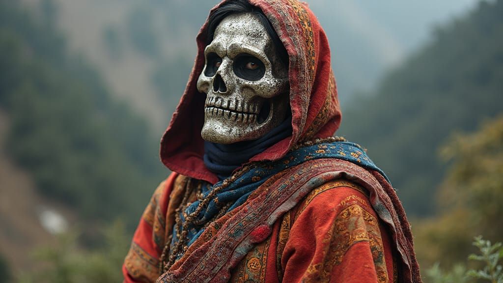 Ghostface in Nepalese Fabric Patchwork Costume