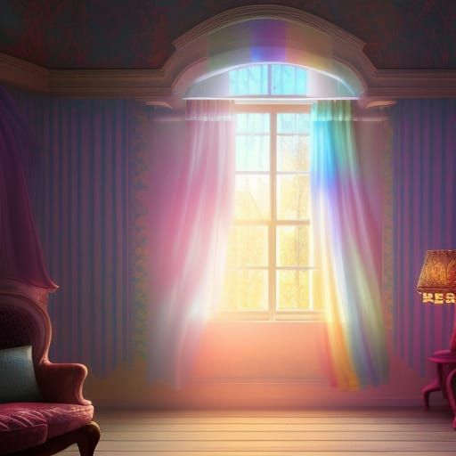 Pastel Rainbow Curtains in Morning Light