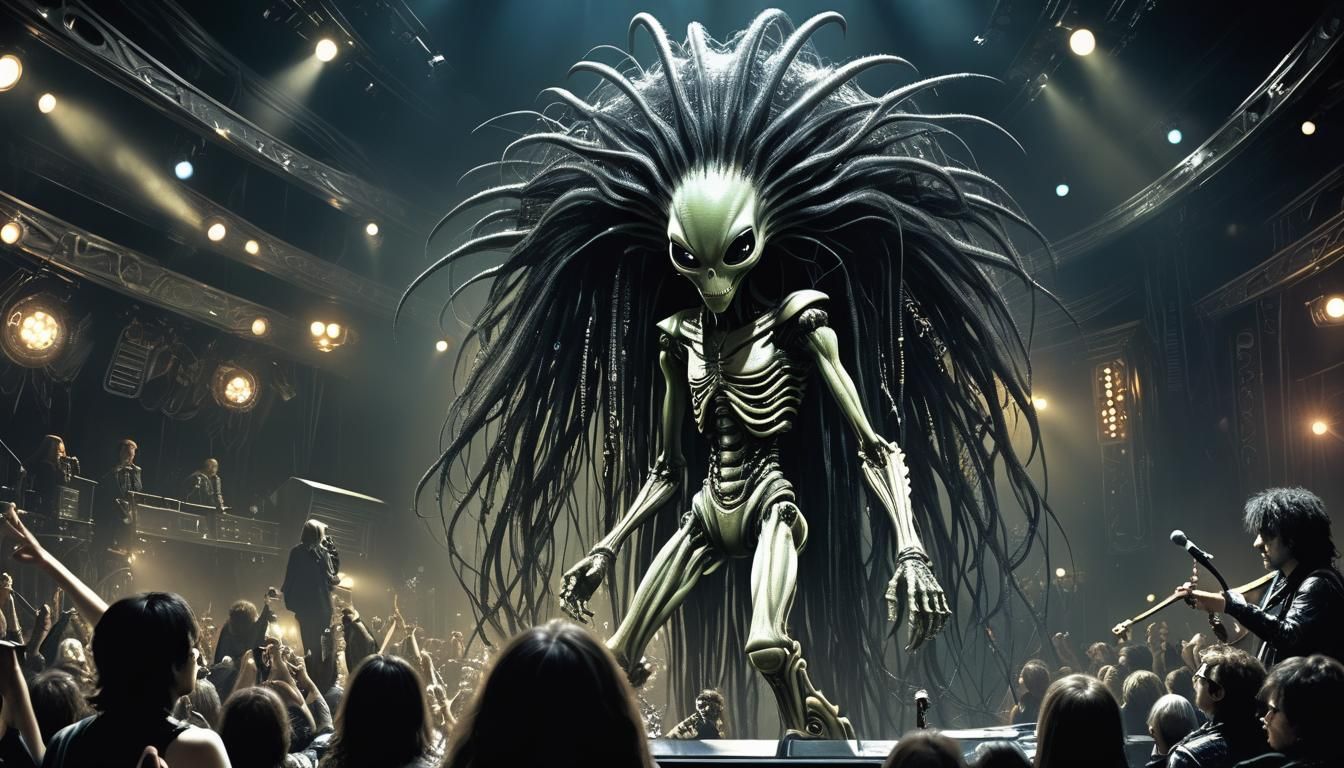 Alien rockstar on stage