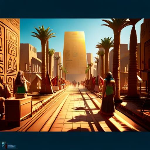 Egyptian Street Scene with Nile Port