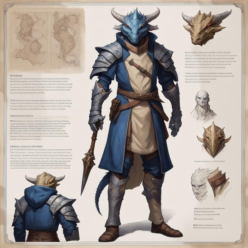 Dragonborn Warrior Concept Art: Romantic Academia Style