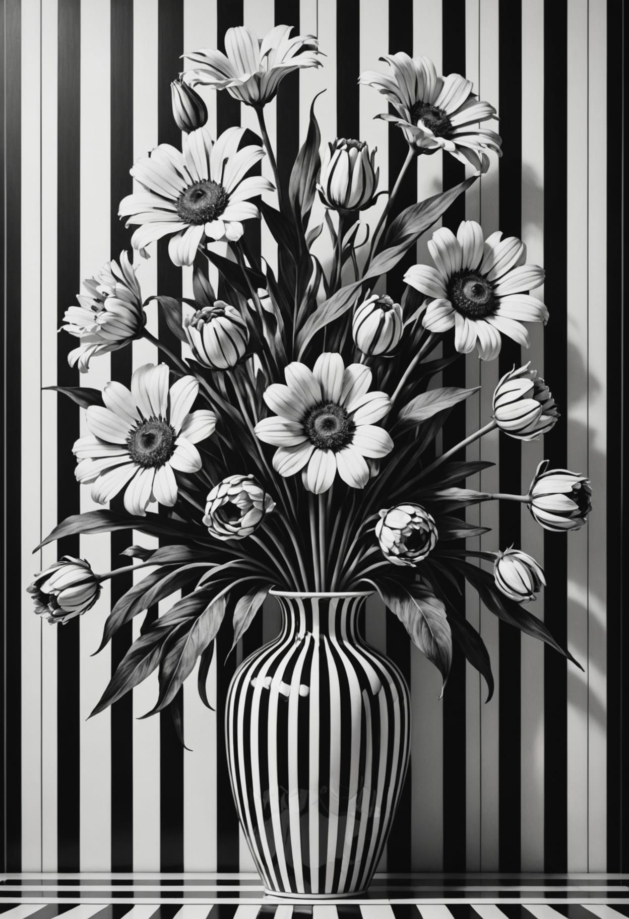 Optical Illusion: High-Contrast Flowers in Graphic Art