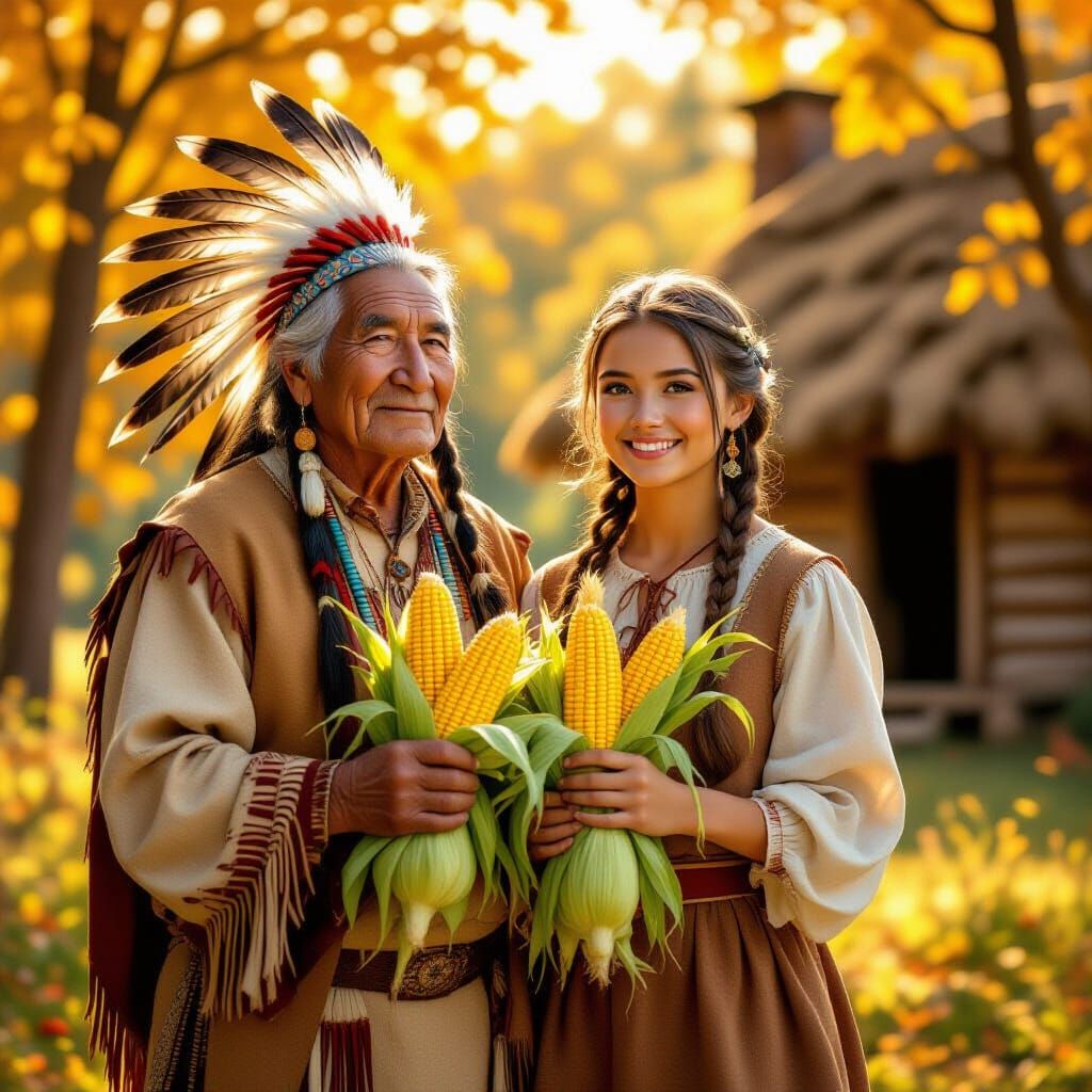 Thanksgiving Scene: Gratitude and Unity in Golden Light