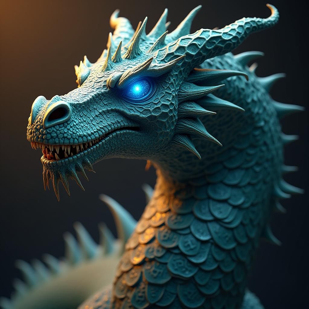 Dragon Demon with Celtic Runes and Ethereal Glow