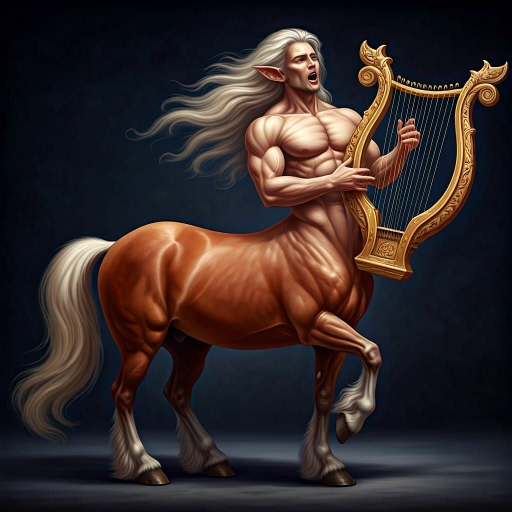 Centaur Serenades with Lyre in Enchanting Performance