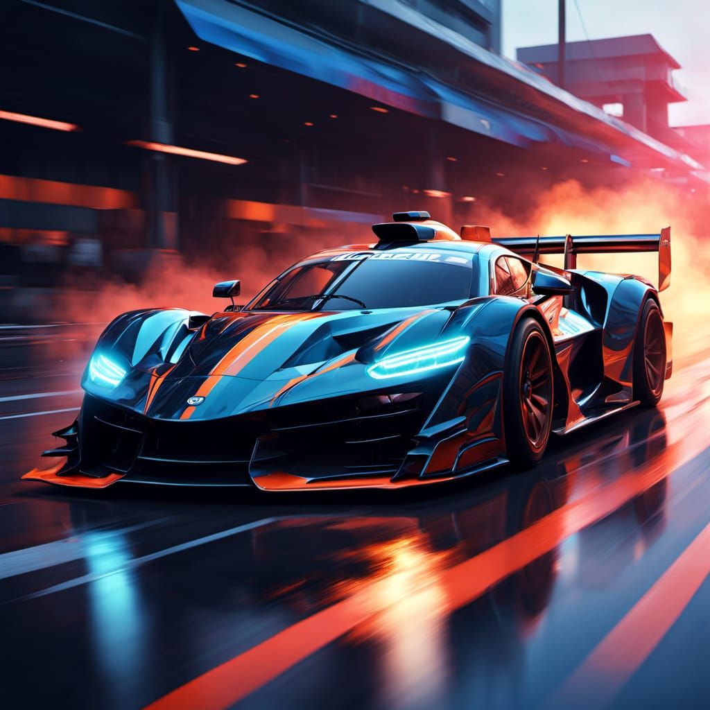 Ferrie F1 Car Racing in Vibrant Oil Painting Style