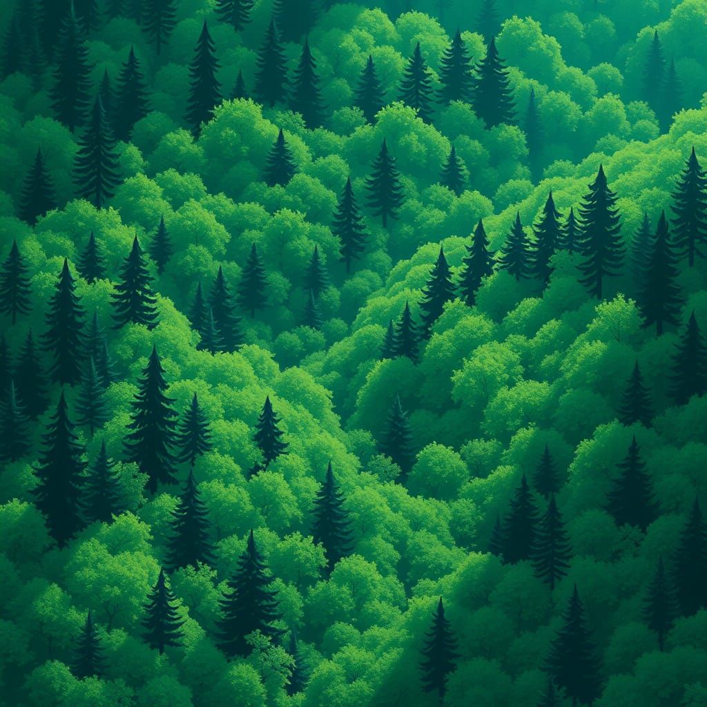 Vibrant Forest Landscape in Cel-Shaded Style
