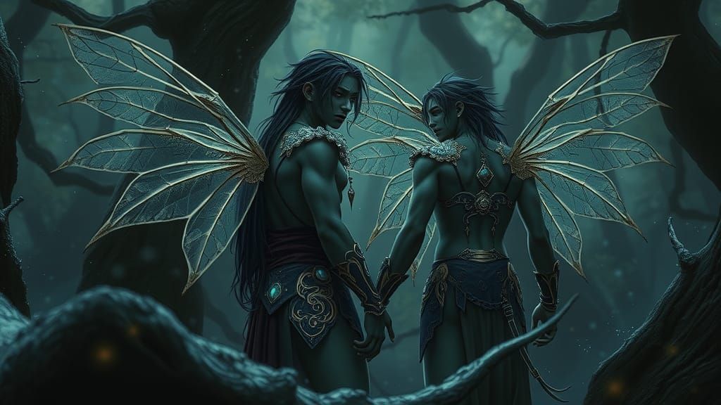 Drow Fairies in Mystical Forest: Photorealistic Art