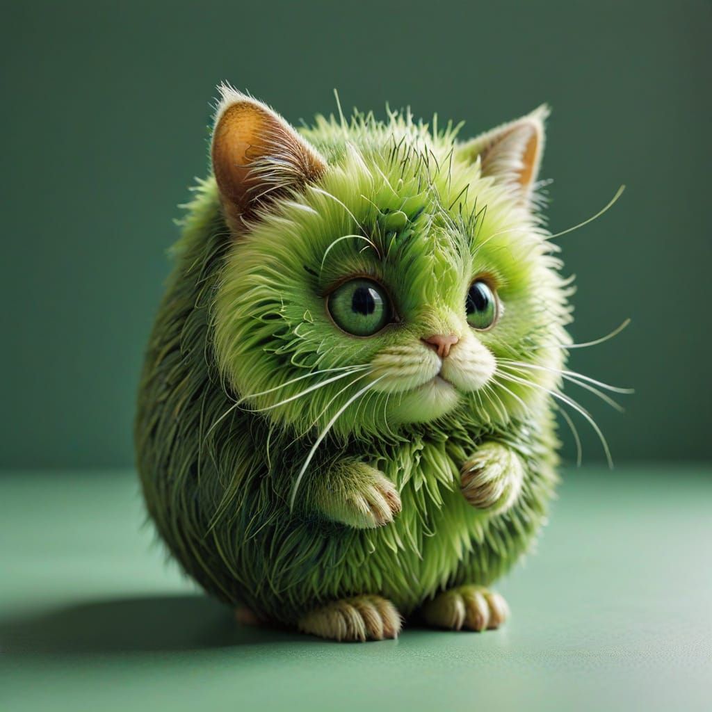 Vibrant Kiwi Cat in Whimsical Comic Book Style