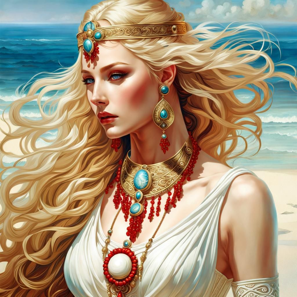 Ancient Greek Beauty on the Beach