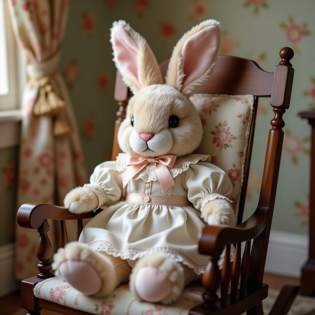 Victorian Plush Rabbit in Expressionist Style