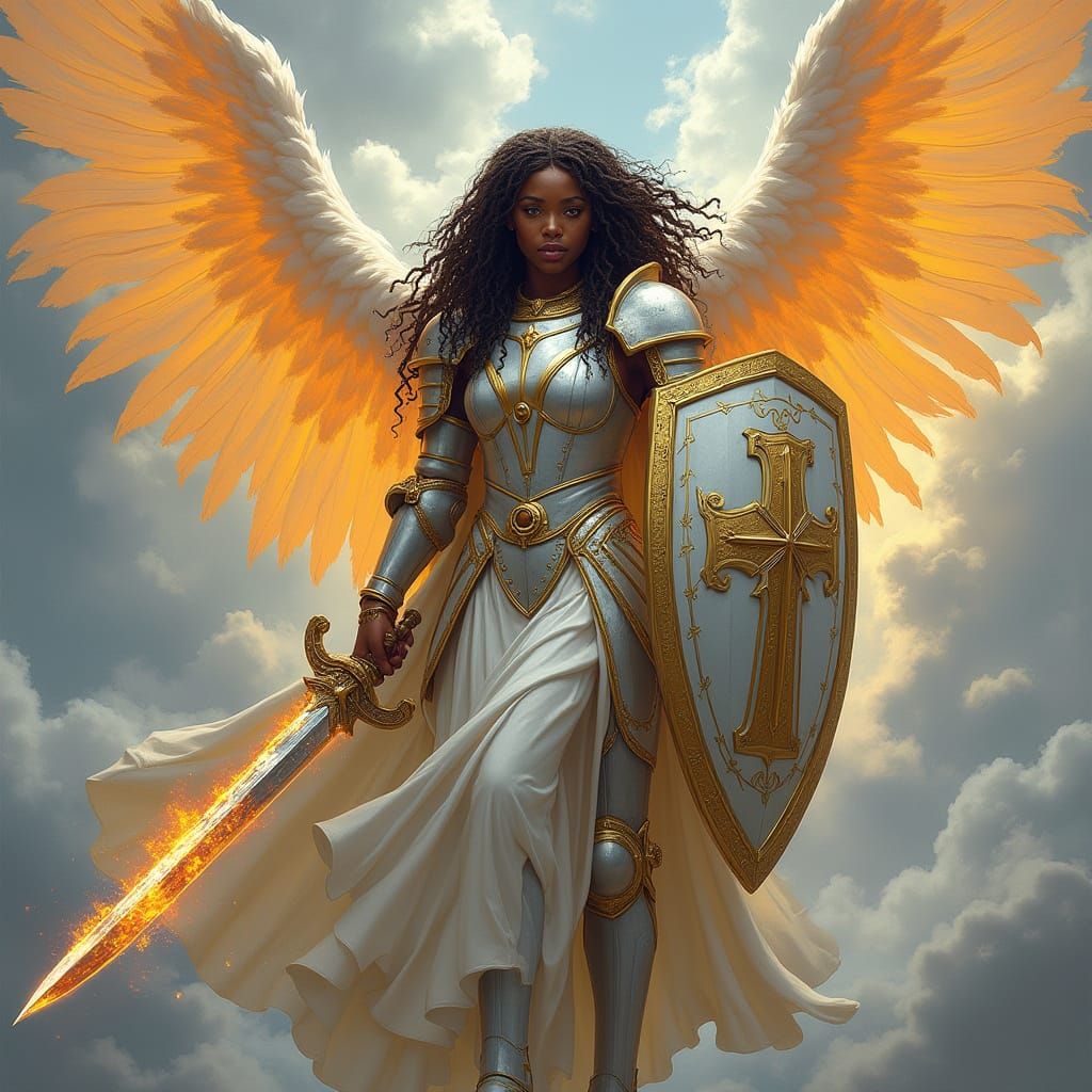 Regal African American Angel Descends from the Heavens in Ma...